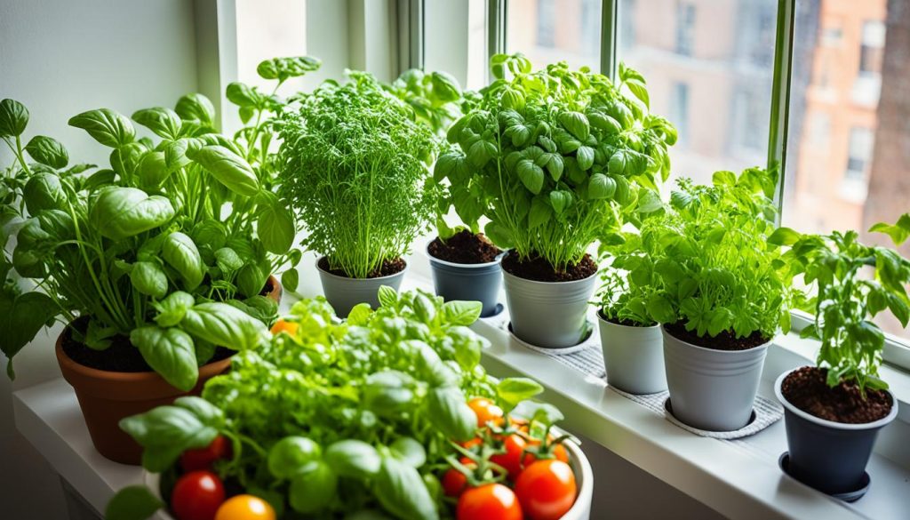 Apartment herbs and vegetables