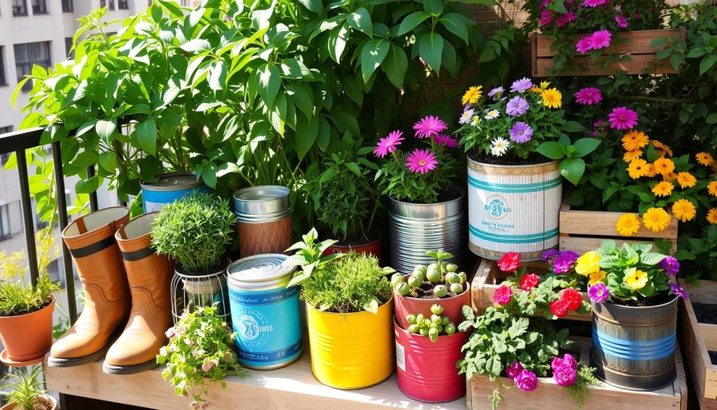 Repurposed container gardening